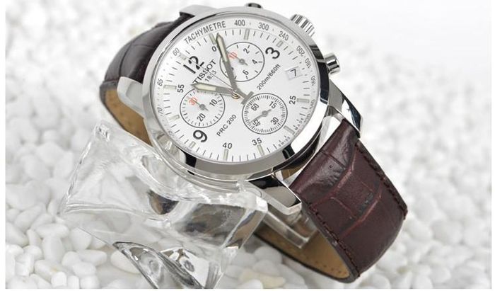 Tissot T Race PRC 200 Chronograph White Dial Brown Leather Strap Watch for Men - T17.1.516.32 Buy Now By Tissot