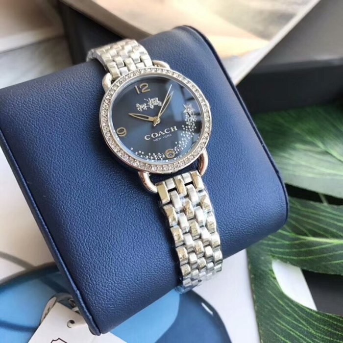 Coach Glitz Blue Dial Silver Steel Strap Watch for Women - 14502693 Buy Now By Coach