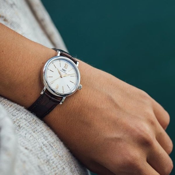 IWC Portofino Automatic White Dial Black Leather Strap Watch for Men - IW356517 Buy Now By IWC