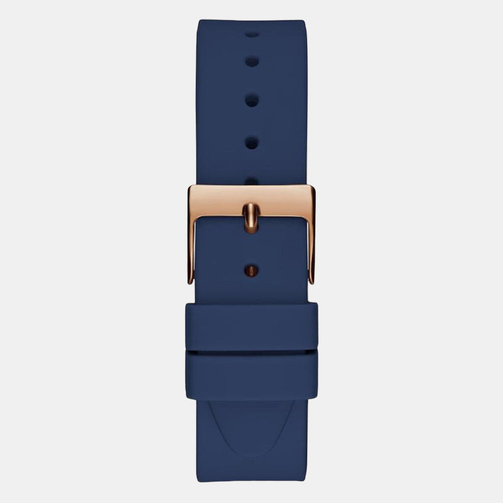 Guess Multifunction Crystals Rose Gold Dial Blue Rubber Strap Watch For Women - GW0439L4 Buy Now By Guess