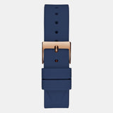 Guess Multifunction Crystals Rose Gold Dial Blue Rubber Strap Watch For Women - GW0439L4 Buy Now By Guess