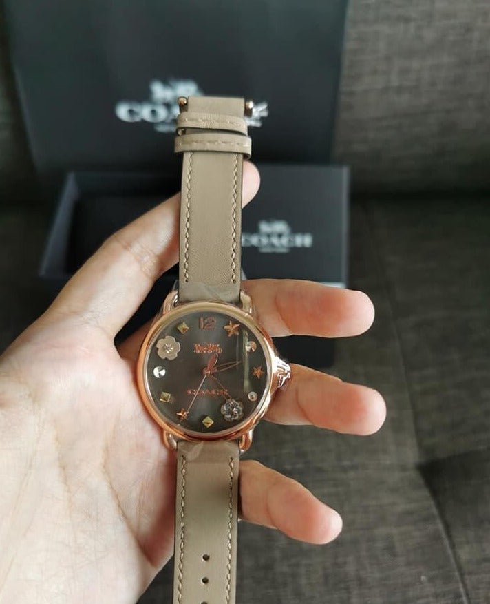 Coach Delancey Grey Dial Grey Leather Strap Watch For Women - 14502797 Buy Now By Coach