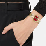 Versace Virtus Mini Quartz Red Dial Gold Steel Strap Watch For Women - VET300321 Buy Now By Versace