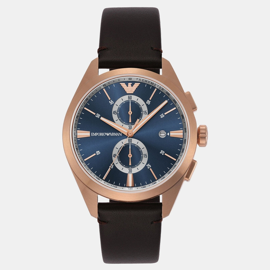 Emporio Armani Claudio Chronograph Blue Dial Brown Leather Strap Watch For Men - AR11554 Buy Now By Emporio Armani