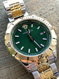 Versace Hellenyium Quartz Green Dial Two Tone Steel Strap Watch For Men - VE3A00720 Buy Now By Versace