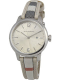 Burberry The Classic Guilloche Silver Dial Grey Leather Strap Watch for Women - BU10113 Buy Now By Burberry