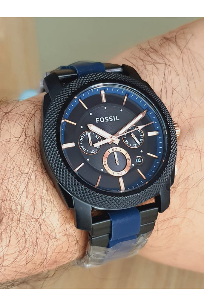 Fossil Machine Chronograph Black Dial Two Tone Steel Strap Watch for Men - FS5164 Buy Now By Fossil