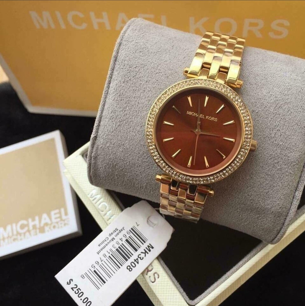 Michael Kors Darci Amber Dial Gold Steel Strap Watch for Women - MK3408 Buy Now By Michael Kors