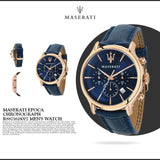 Maserati Epoca Blue Dial Leather Blue Strap Watch For Men - R8871618007 Buy Now By Maserati