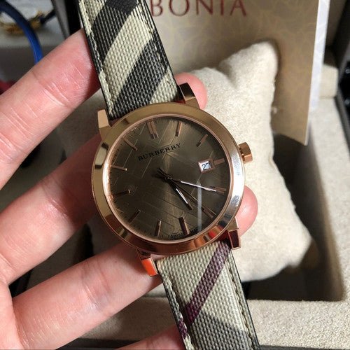 Burberry The City Rose Gold Dial Brown Leather Strap Watch for Women - BU9040 Buy Now By Burberry