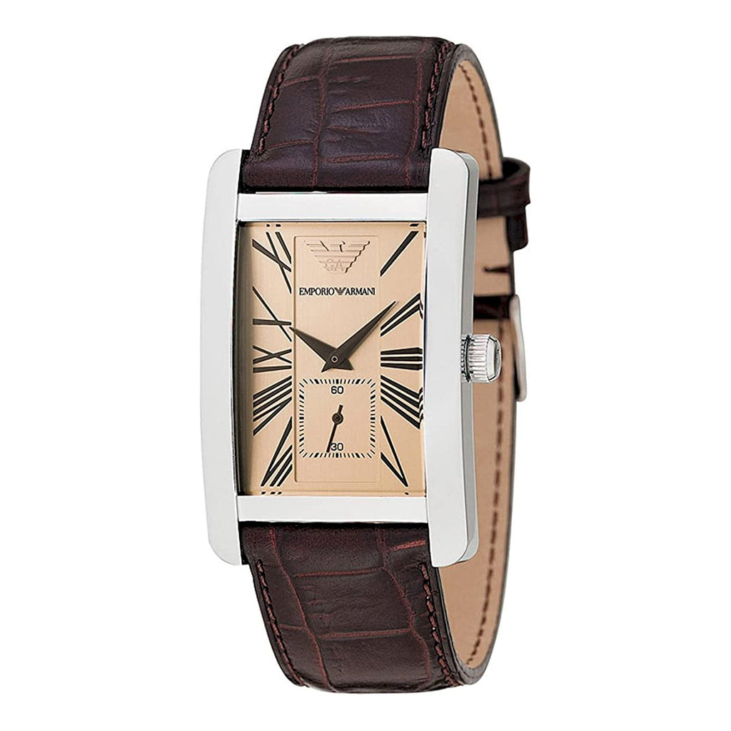 Emporio Armani Classic Beige Dial Brown Leather Strap Watch For Men - AR0154 Buy Now By Emporio Armani