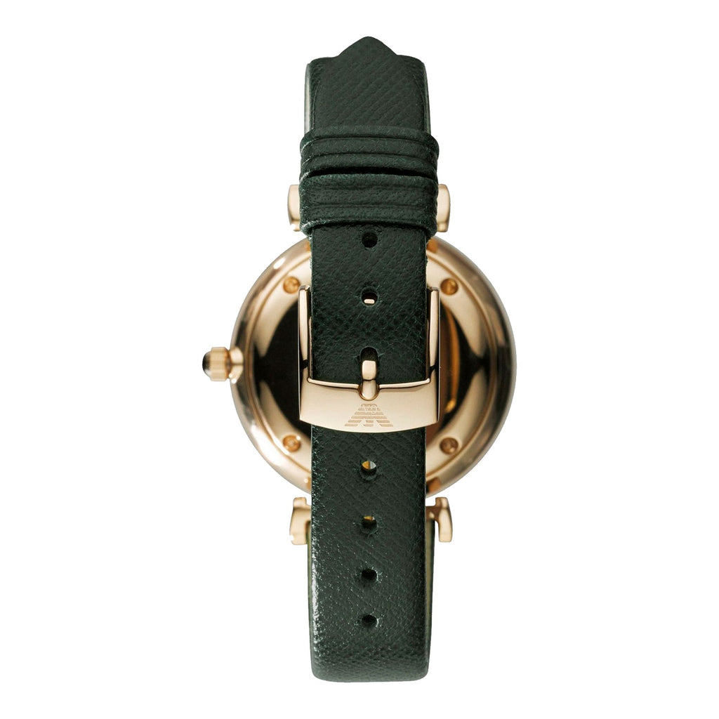 Emporio Armani Retro Champagne Beige Dial Green Leather Strap Watch For Women - AR1726 Buy Now By Emporio Armani