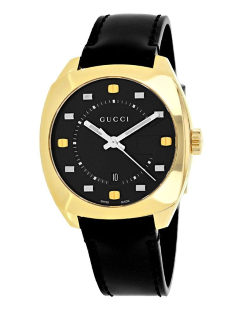 Gucci GG2570 Black Dial Black Leather Strap Watch For Men - YA142310 Buy Now By Gucci