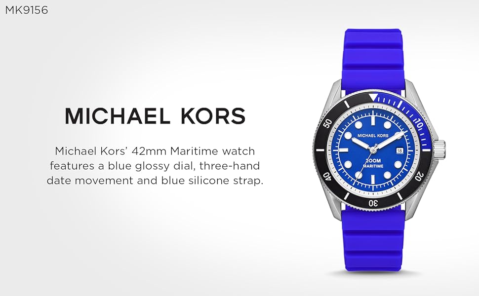 Michael Kors Maritime Three-Hand Analog Blue Dial Blue Silicone Strap Watch for Men - MK9156 Buy Now By Michael Kors
