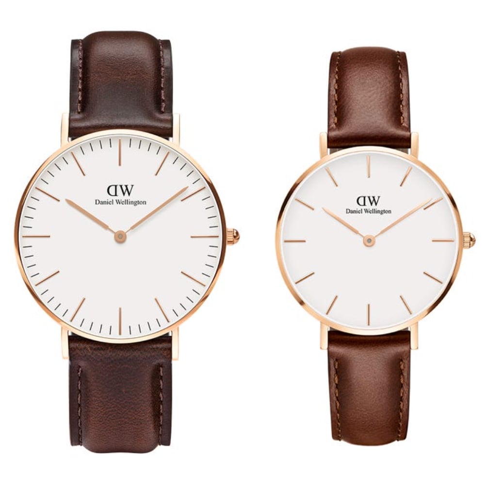 Daniel Wellington Classic Bristol White Dial Brown Leather Strap Watch For Women - DW00100039 Buy Now By Daniel Wellington
