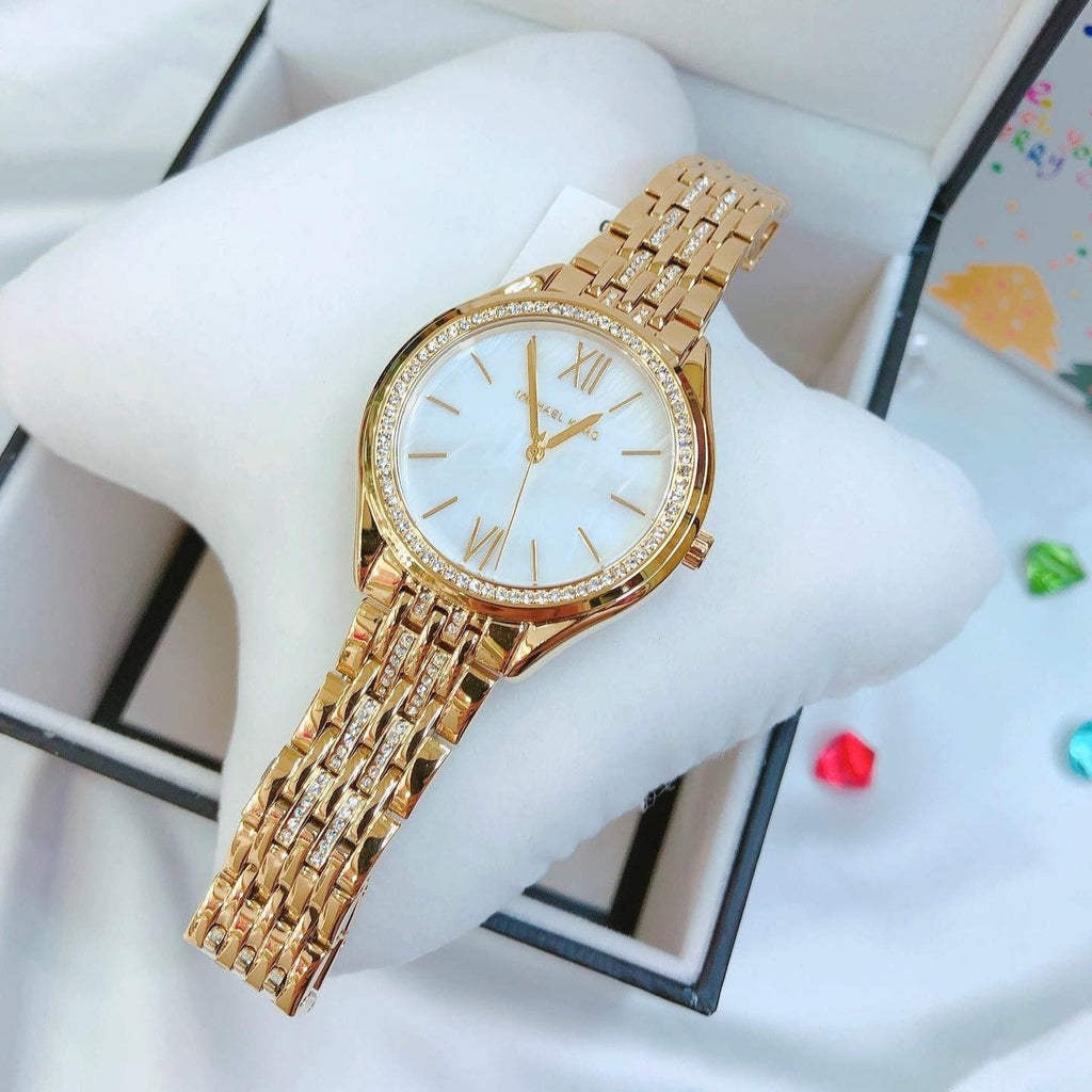 Michael Kors Mindy Three Hand White Dial Rose Gold Steel Strap Watch for Women - MK7078 Buy Now By Michael Kors