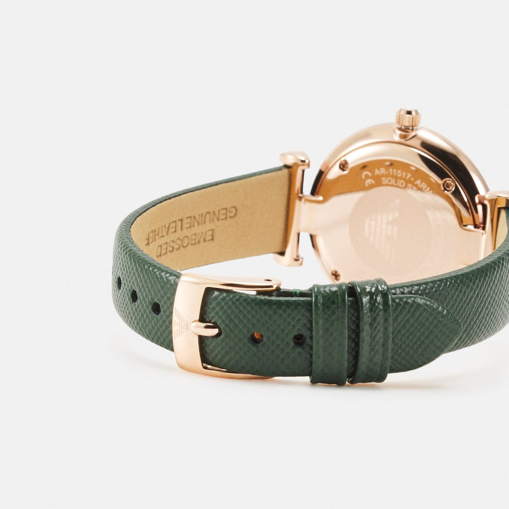Emporio Armani Pro Planet Analog Silver Dial Green Leather Strap Watch For Women - AR11517 Buy Now By Emporio Armani