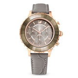 Swarovski Octea Lux Chrono Grey Dial Grey Leather Strap Watch for Women - 5452495 Buy Now By Swarovski