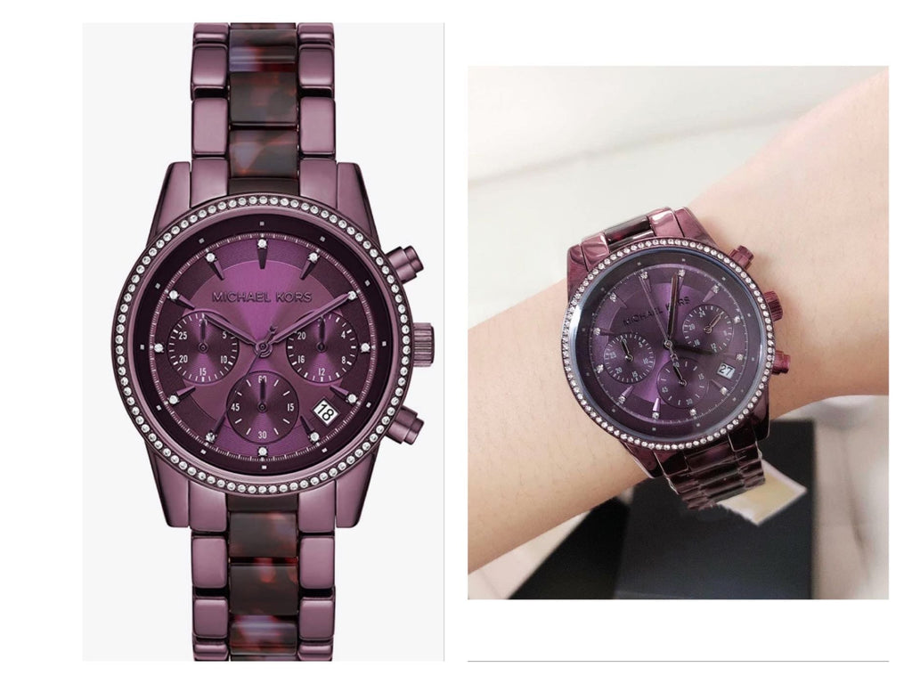 Michael Kors Ritz Chronograph Purple Dial Purple Steel Strap Watch For Women - MK6720 Buy Now By Michael Kors