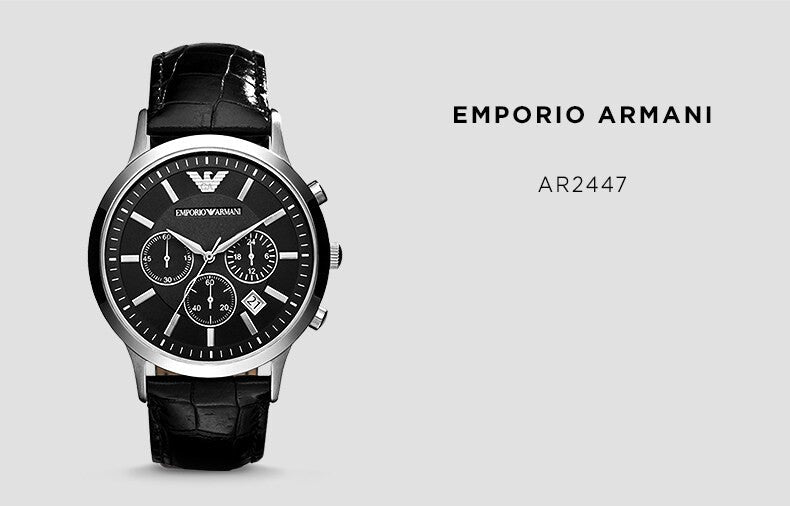 Emporio Armani Renato Chronograph Black Dial Black Leather Strap Watch For Men - AR2447 Buy Now By Emporio Armani