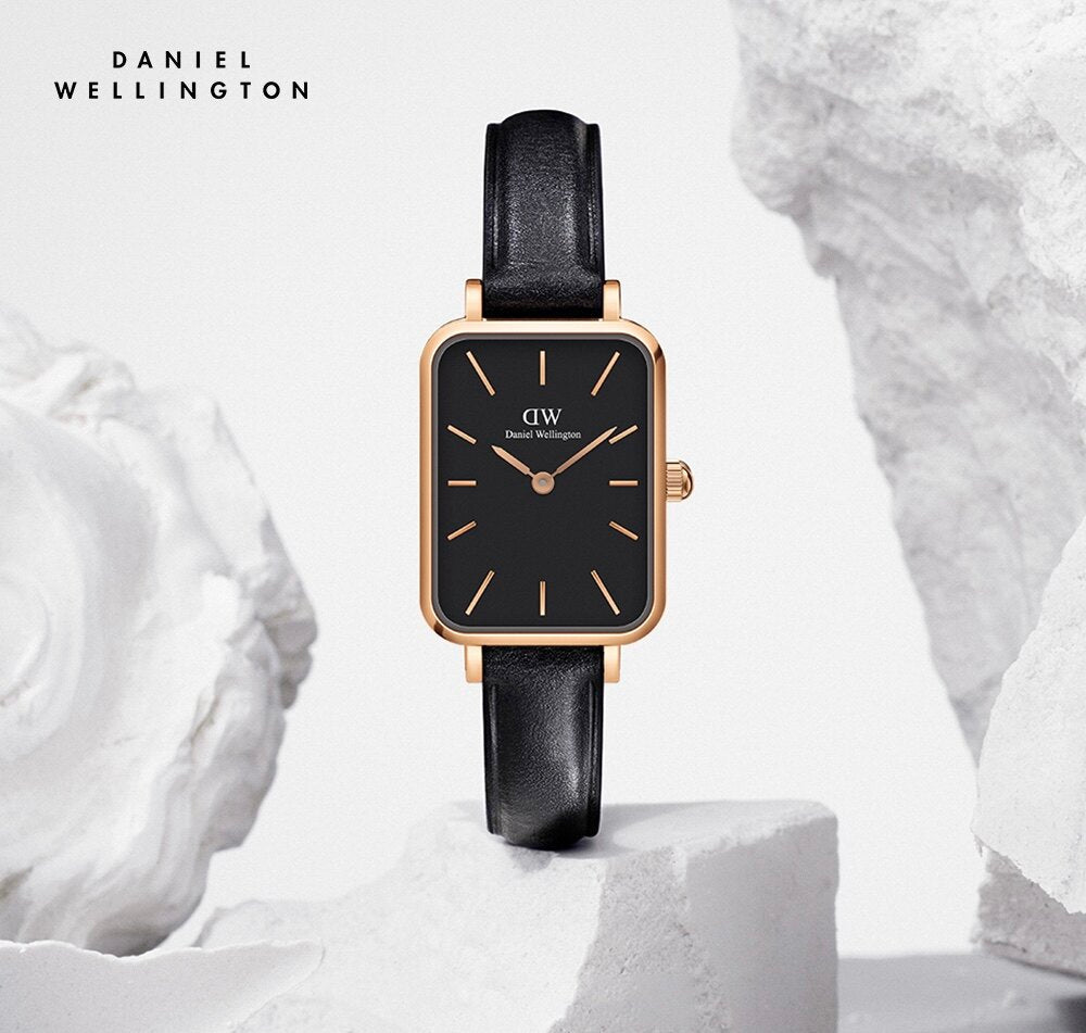 Daniel Wellington Quadro Sheffield Black Dial Black Leather Strap Watch For Women - DW00100435 Buy Now By Daniel Wellington