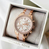 Michael Kors Ritz Chronograph Rose Gold Dial Two Tone Steel Strap Watch for Women - MK6307 Buy Now By Michael Kors