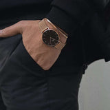 Daniel Wellington Petite Melrose Black Dial Rose Gold Mesh Strap Watch For Women - DW00100303 Buy Now By Daniel Wellington