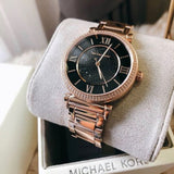 Michael Kors Catlin Black Diamonds Dial Rose Gold Steel Strap Watch for Women - MK3356 Buy Now By Michael Kors