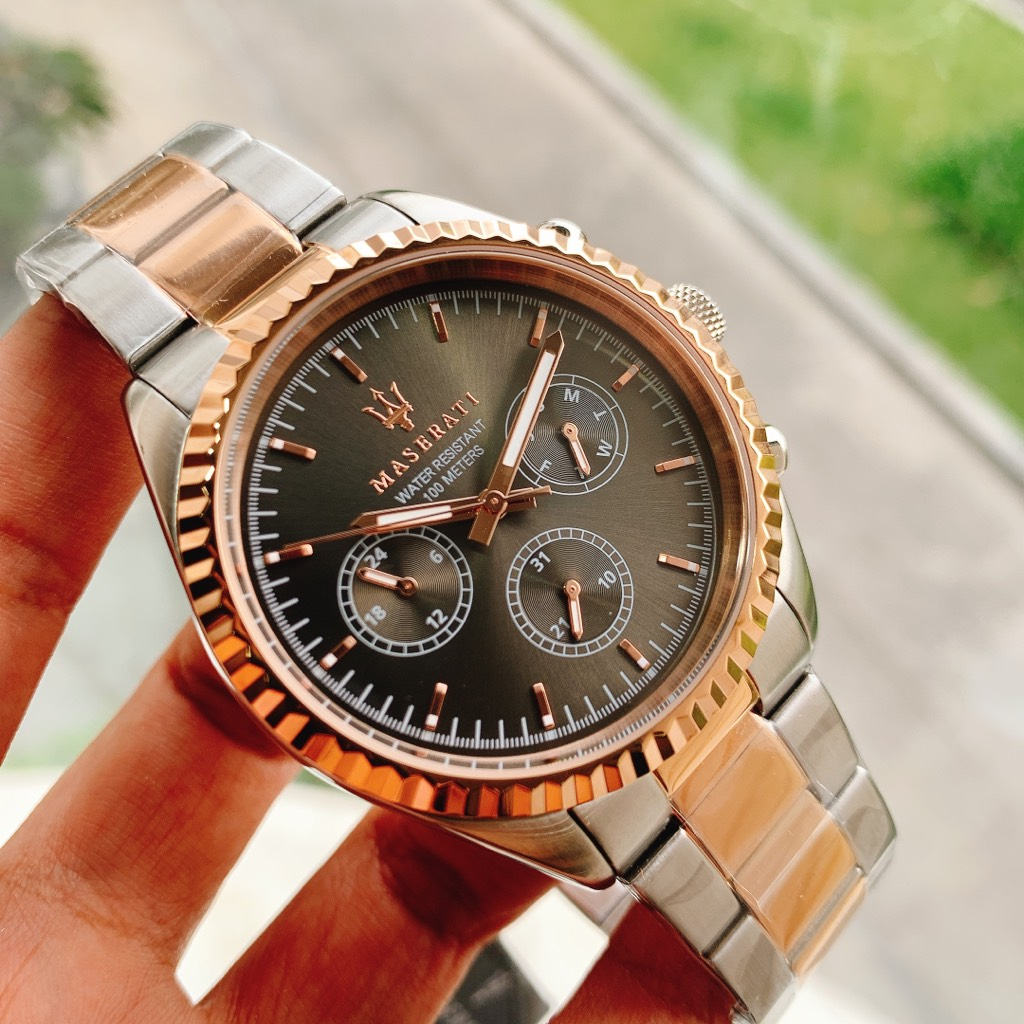 Maserati Competizione Analog Black Dial Two Tone Stainless Steel Strap Watch For Men - R8853100020 Buy Now By Maserati