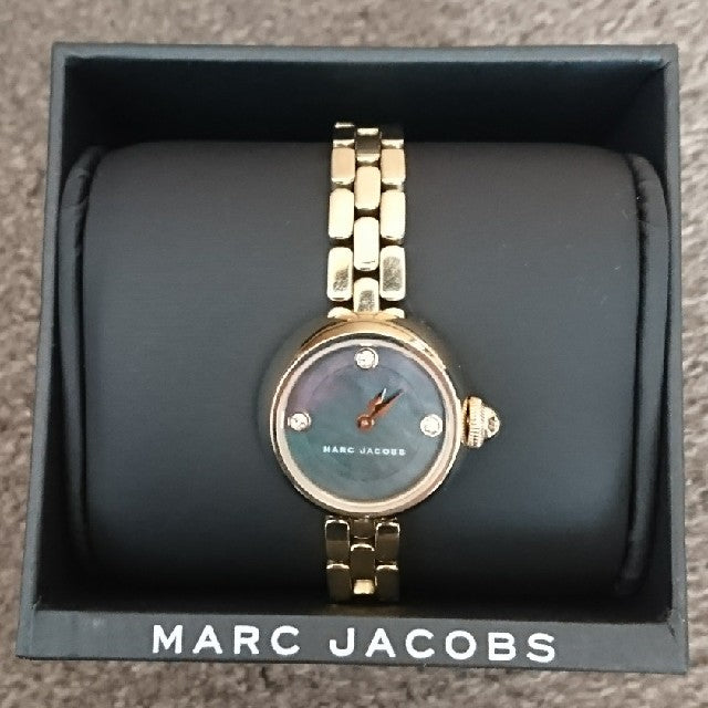 Marc Jacobs Courtney Mother of Pearl Black Dial Gold Steel Strap Watch for Women - MJ3460 Buy Now By Marc Jacobs