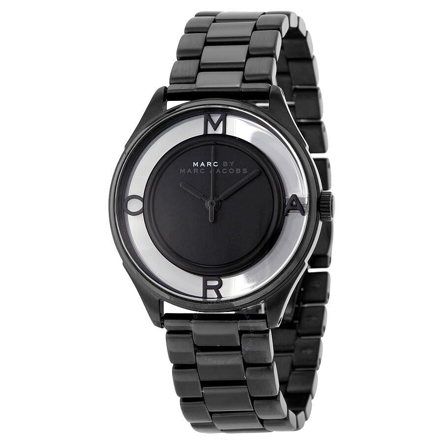 Marc Jacobs Tether Transparent Black Dial Black Steel Strap Watch for Women - MBM3415 Buy Now By Marc Jacobs