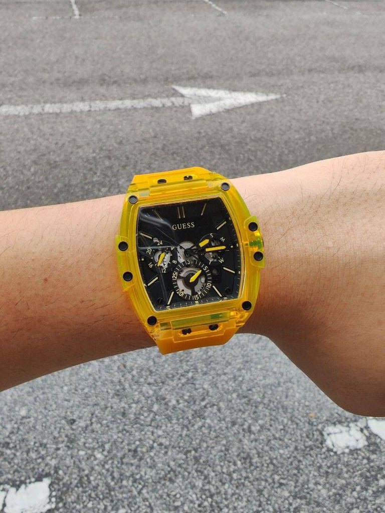 Guess Phoenix Multi Function Black Dial Yellow Rubber Strap Watch for Men - GW0203G6 Buy Now By Guess
