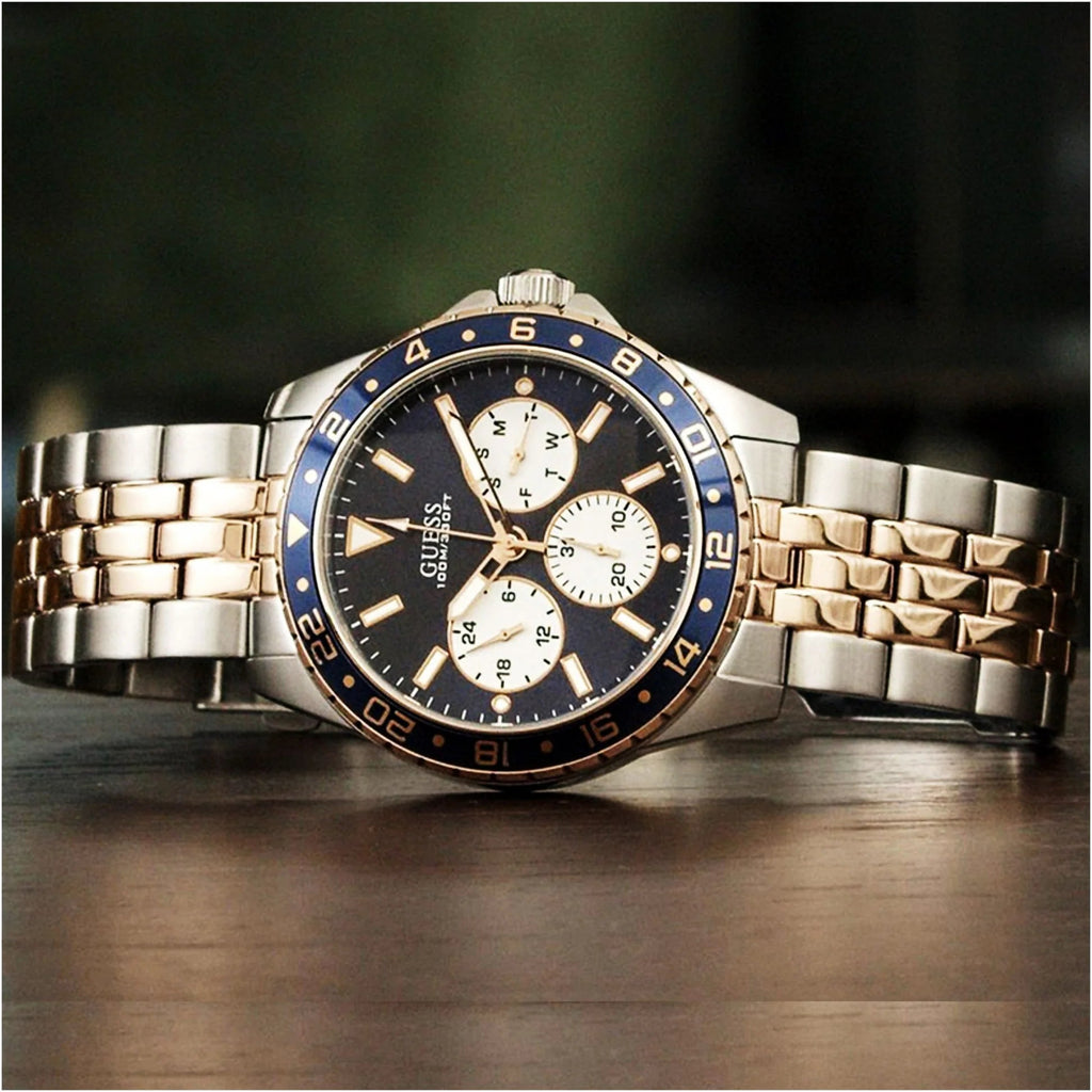 Guess Odyssey Blue Dial Two Tone Steel Strap Watch For Men - W1107G3 Buy Now By Guess
