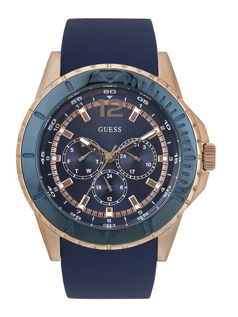 Guess Maverick Blue Dial Blue Rubber Strap Watch for Men - W0485G1 Buy Now By Guess