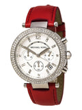 Michael Kors Parker Silver Dial Red Leather Strap Watch for Women - MK2278 Buy Now By Michael Kors