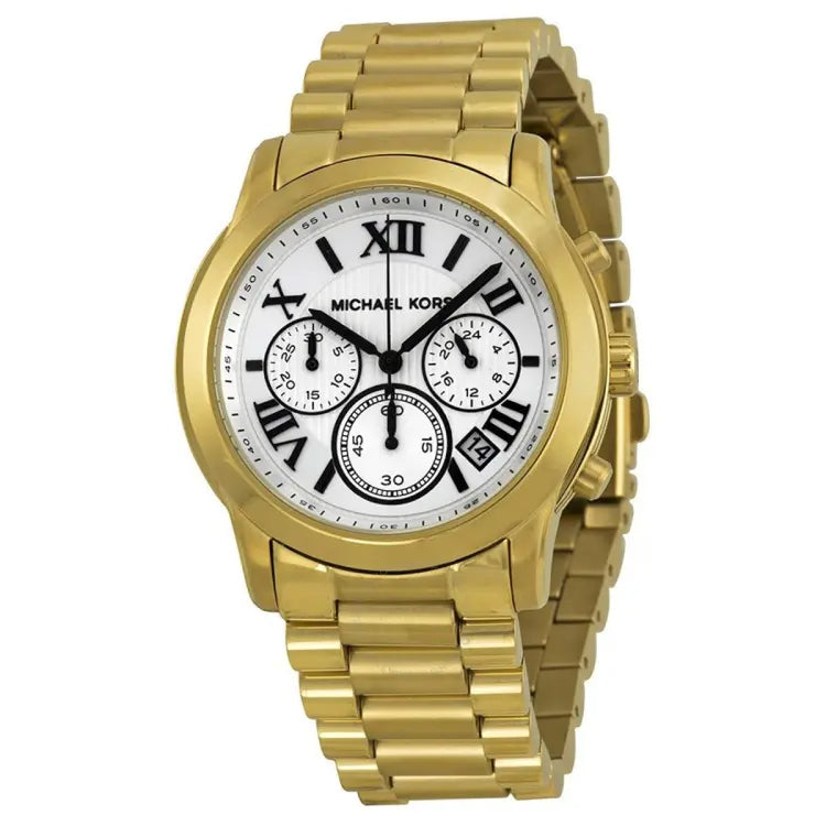 Michael Kors Cooper Chronograph White Dial Gold Steel Strap Watch For Women - MK5916 Buy Now By Michael Kors