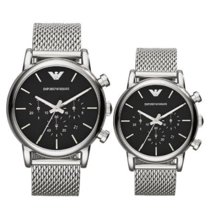 Emporio Armani Luigi Black Dial Silver Mesh Bracelet Watch For Men - AR8032 Buy Now By Emporio Armani