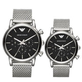 Emporio Armani Luigi Black Dial Silver Mesh Bracelet Watch For Men - AR8032 Buy Now By Emporio Armani