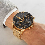 Diesel Mr Daddy 2.0 Chronograph Black Dial Gold Steel Strap Watch For Men - DZ7333 Buy Now By Diesel