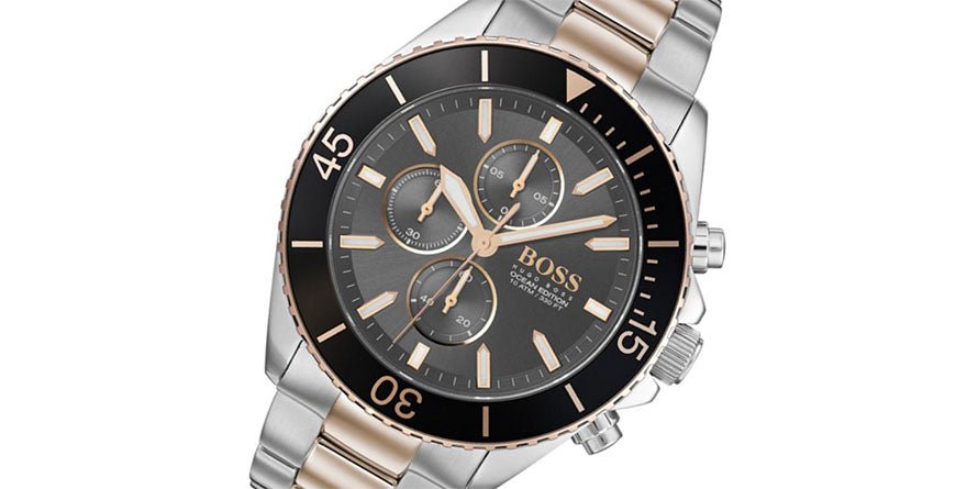 Hugo Boss Ocean Edition Black Dial Two Tone Steel Strap Watch for Men - 1513705 Buy Now By Hugo Boss
