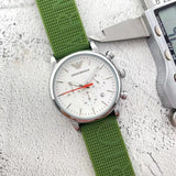 Emporio Armani Chronograph White Dial Green Rubber Strap Watch For Men - AR11022 Buy Now By Emporio Armani