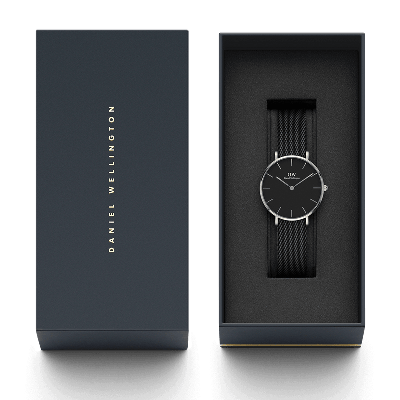 Daniel Wellington Petite Ashfield Black Dial Black Mesh Strap Watch For Women - DW00100308 Buy Now By Daniel Wellington