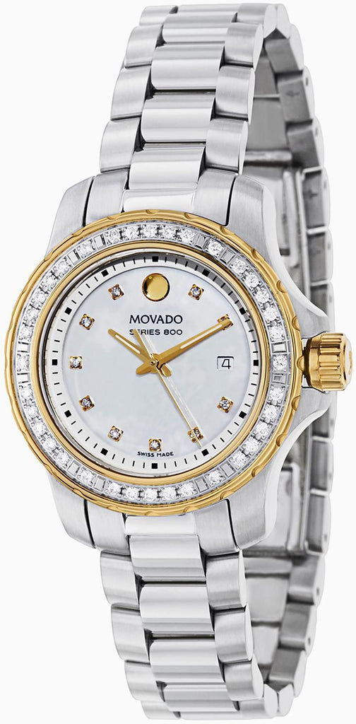 Movado Series 800 29mm Diamonds Mother of Pearl Dial Silver Steel Strap Watch For Women - 2600121 Buy Now By Movado