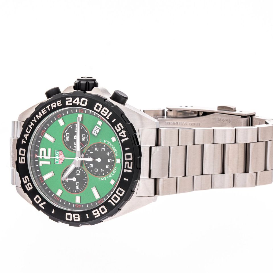 Tag Heuer Formula 1 Chronograph Green Dial Silver Steel Strap Watch for Men - CAZ101AP.BA0842 Buy Now By Tag Heuer