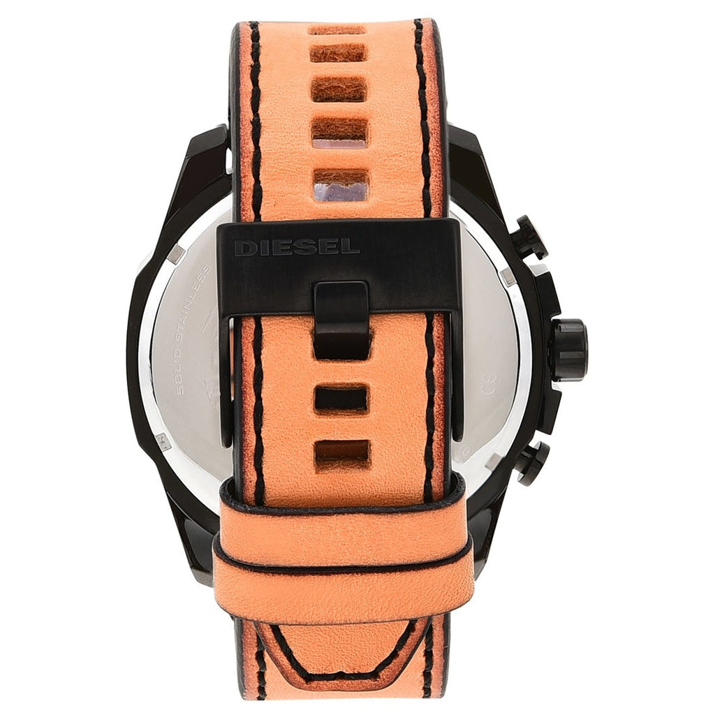 Diesel Mega Chief Chronograph Black Dial Brown Leather Strap Watch For Men - DZ4476 Buy Now By Diesel