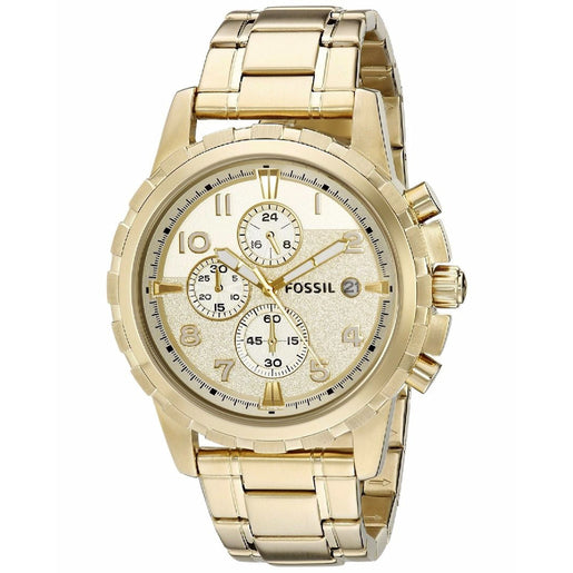 Fossil Dean Chronograph Champagne Dial Gold Steel Strap Watch for Men - FS4867 Buy Now By Fossil