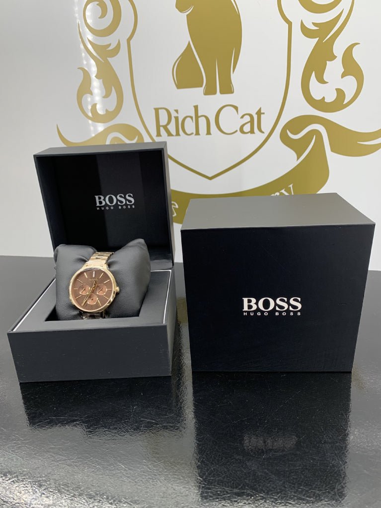 Hugo Boss Symphony Brown Dial Gold Steel Strap Watch for Women - 1502422 Buy Now By Hugo Boss