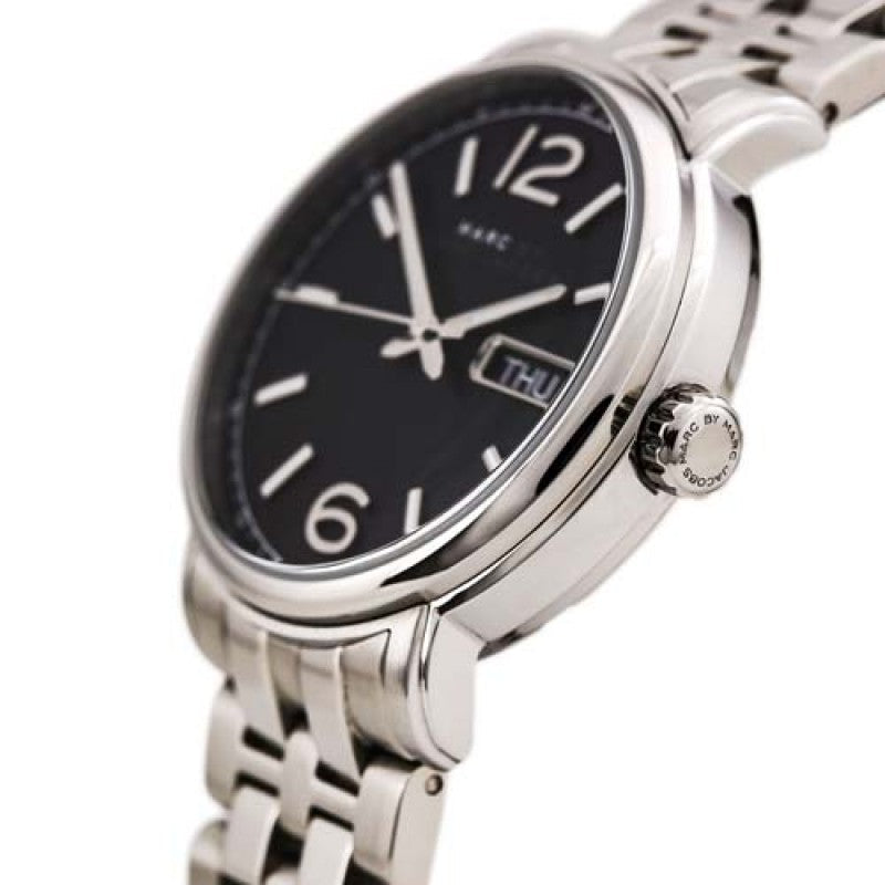 Marc Jacobs Fergus Black Dial Silver Steel Strap Watch for Men - MBM5075 Buy Now By Marc Jacobs