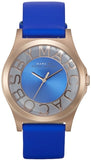Marc Jacobs Henry Skeleton Blue Dial Blue Leather Strap Watch for Women - MBM1244 Buy Now By Marc Jacobs