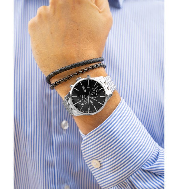 Hugo Boss Associate Black Dial Silver Steel Strap Watch for Men - 1513869 Buy Now By Hugo Boss